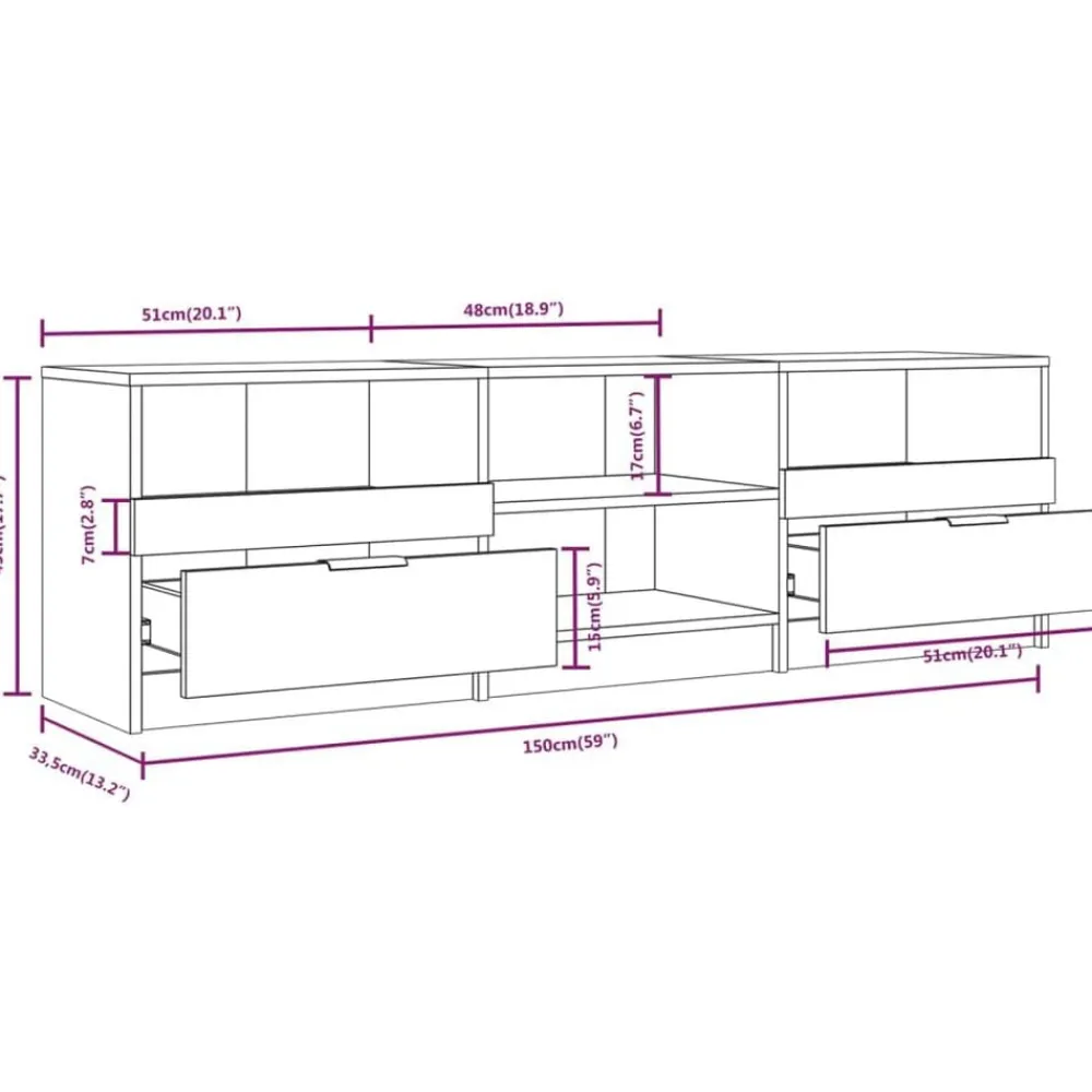 vidaXL Muebles Tv-Mueble de TV madera contrachapada 150x33,5x45 cm