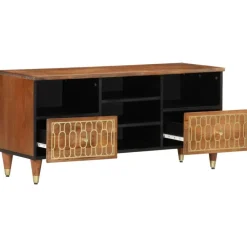 vidaXL Mueble de TV madera maciza de mango 100x33x46 cm Marr&oacute;n miel Discount