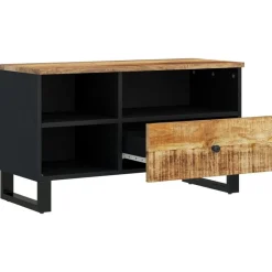 vidaXL Mueble de TV madera mango y madera contrachapada 80x33x46 cm Marr&oacute;n claro New