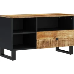 vidaXL Mueble de TV madera mango y madera contrachapada 80x33x46 cm Marrón claro New