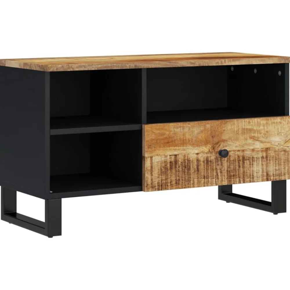 vidaXL Mueble de TV madera mango y madera contrachapada 80x33x46 cm Marrón claro New