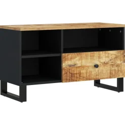 vidaXL Mueble de TV madera mango y madera contrachapada 80x33x46 cm Marrón claro New