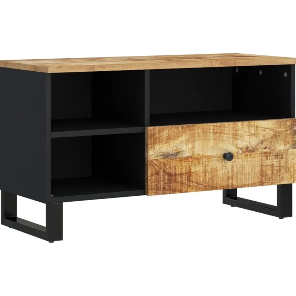 vidaXL Mueble de TV madera mango y madera contrachapada 80x33x46 cm Marrón claro New