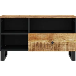 vidaXL Mueble de TV madera mango y madera contrachapada 80x33x46 cm Marrón claro New