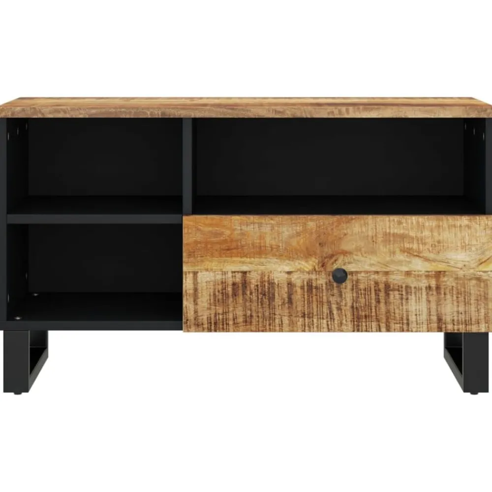 vidaXL Mueble de TV madera mango y madera contrachapada 80x33x46 cm Marrón claro New