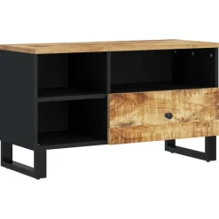 vidaXL Mueble de TV madera mango y madera contrachapada 80x33x46 cm Marrón claro New