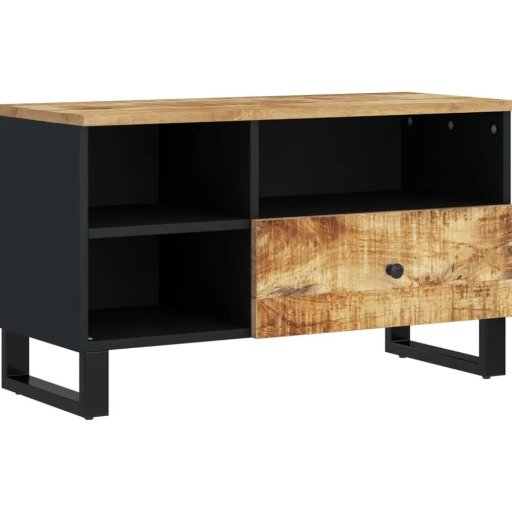vidaXL Mueble de TV madera mango y madera contrachapada 80x33x46 cm Marrón claro New
