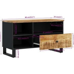 vidaXL Mueble de TV madera mango y madera contrachapada 80x33x46 cm Marrón claro New
