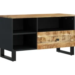 vidaXL Mueble de TV madera mango y madera contrachapada 80x33x46 cm Marrón claro New