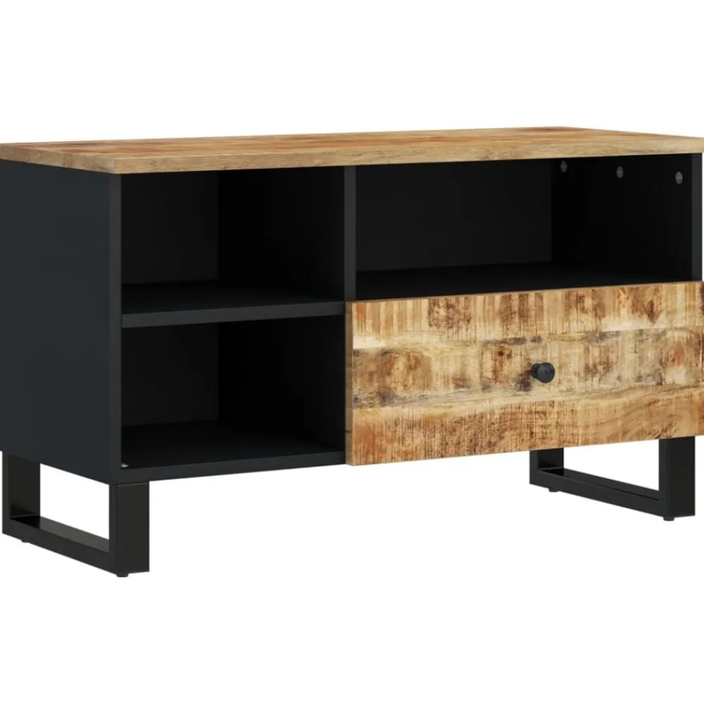 vidaXL Mueble de TV madera mango y madera contrachapada 80x33x46 cm Marrón claro New