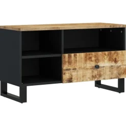 vidaXL Mueble de TV madera mango y madera contrachapada 80x33x46 cm Marrón claro New