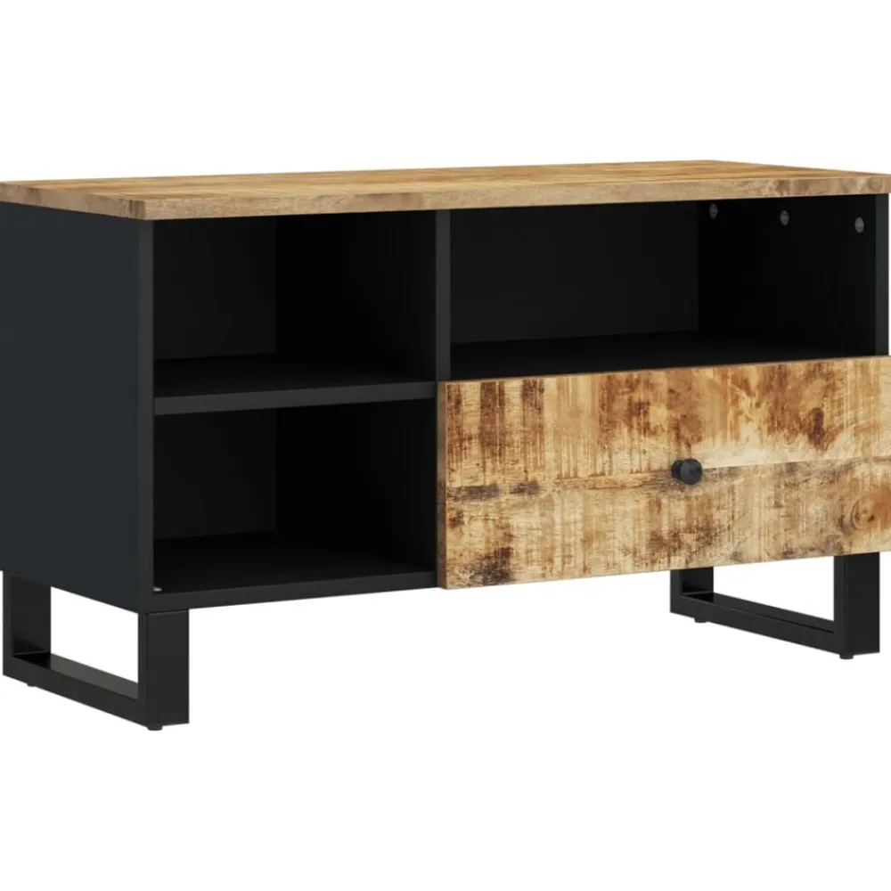 vidaXL Mueble de TV madera mango y madera contrachapada 80x33x46 cm Marrón claro New
