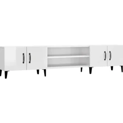vidaXL Mueble de TV madera contrachapada blanco brillo 180x31,5x40 cm Blanco brillante Discount