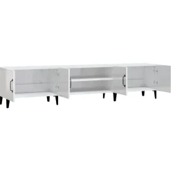 vidaXL Mueble de TV madera contrachapada blanco brillo 180x31,5x40 cm Blanco brillante Discount
