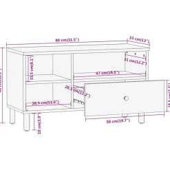 vidaXL Mueble de TV madera maciza de mango 80x33x46 cm Natural Clearance