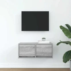 vidaXL Mueble de TV madera contrachapada 60x31x25,5 cm Gris sonoma Hot