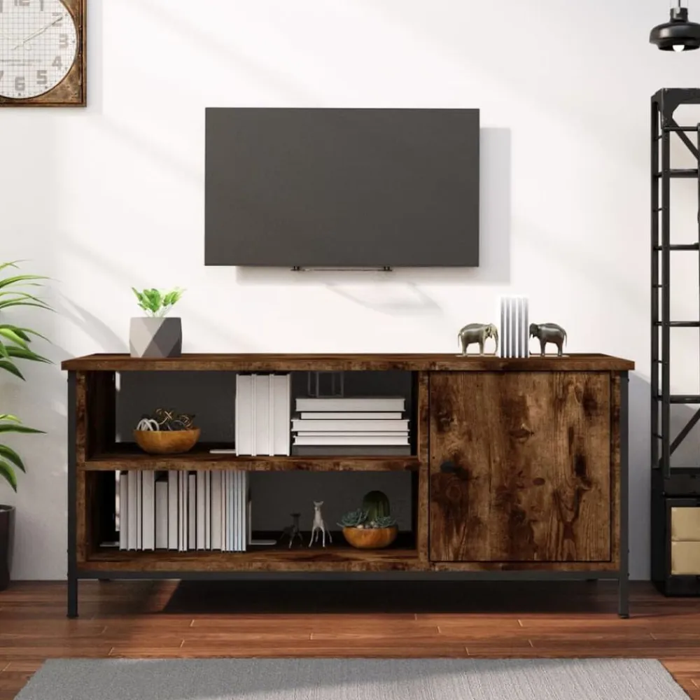 vidaXL Mueble de TV madera contrachapada 100x40x45 cm Roble ahumado Best