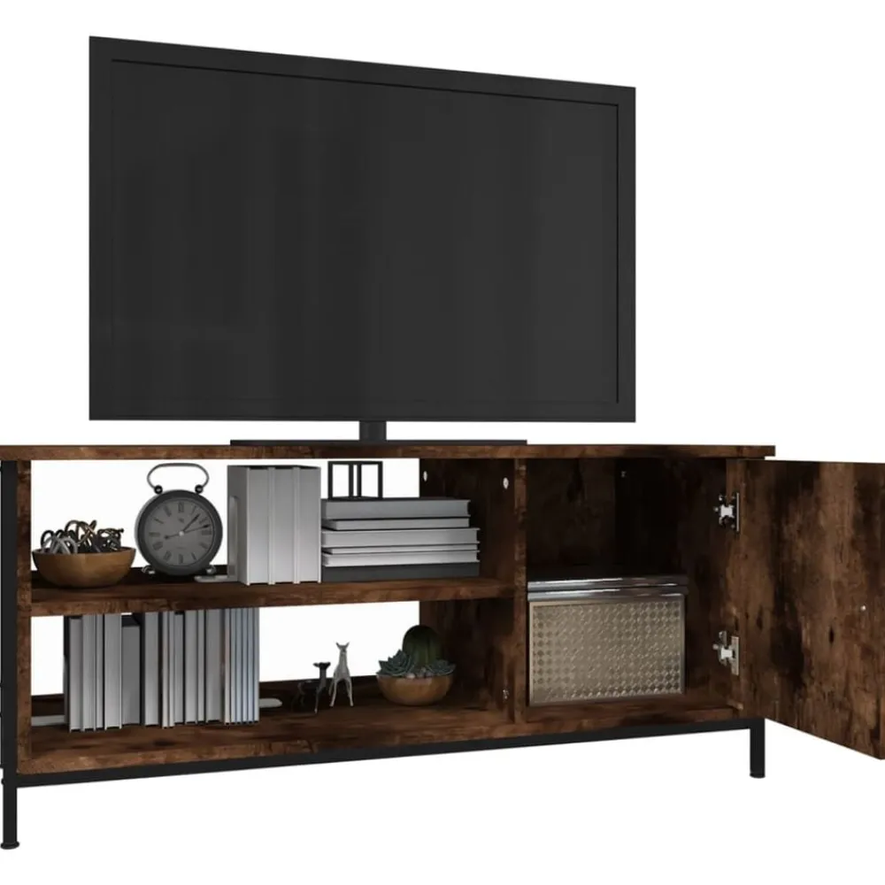 vidaXL Mueble de TV madera contrachapada 100x40x45 cm Roble ahumado Best