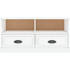 vidaXL Muebles Tv-Mueble de TV madera contrachapada blanco brillo 93x35,5x45 cm