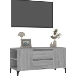 vidaXL Mueble de TV madera contrachapada 102x44,5x50 cm Gris sonoma Outlet