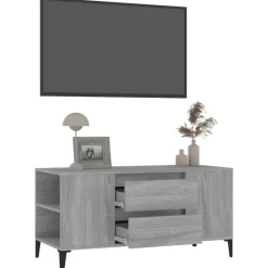 vidaXL Mueble de TV madera contrachapada 102x44,5x50 cm Gris sonoma Outlet
