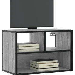 vidaXL Mueble de TV madera y metal roble ahumado 60x31x39,5 cm Gris sonoma Hot