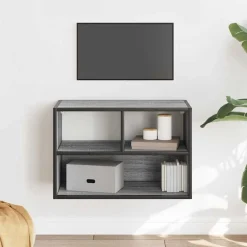 vidaXL Mueble de TV madera y metal roble ahumado 60x31x39,5 cm Gris sonoma Hot