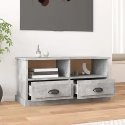 vidaXL Mueble de TV madera contrachapada gris hormigón 93x35,5x45 cm Gris hormig&oacute;n Online