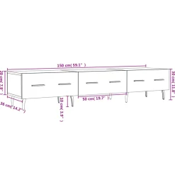 vidaXL Muebles Tv-Mueble de TV madera de ingeniería blanco brillo 150x36x30 cm
