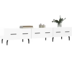 vidaXL Muebles Tv-Mueble de TV madera de ingeniería blanco brillo 150x36x30 cm