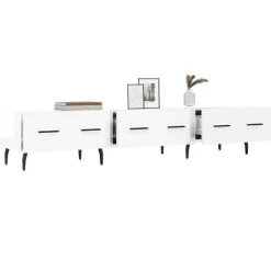 vidaXL Muebles Tv-Mueble de TV madera de ingeniería blanco brillo 150x36x30 cm
