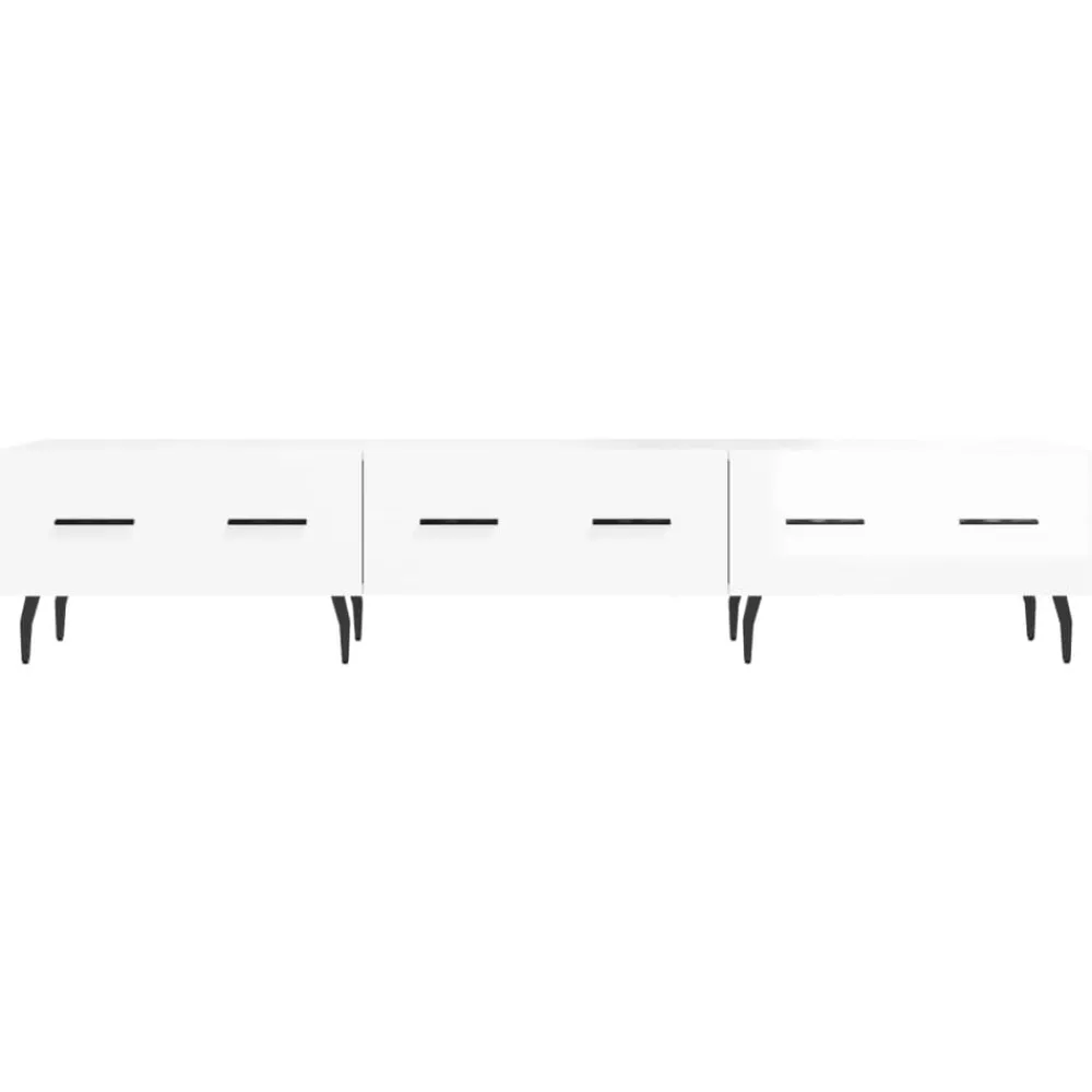 vidaXL Muebles Tv-Mueble de TV madera de ingeniería blanco brillo 150x36x30 cm