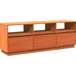 vidaXL Mueble de TV madera maciza de pino marrón cera 140x37x50 cm Marr&oacute;n cera Outlet
