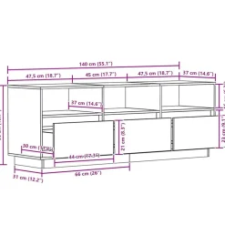 vidaXL Mueble de TV madera maciza de pino marrón cera 140x37x50 cm Marr&oacute;n cera Outlet