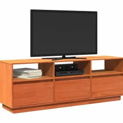 vidaXL Mueble de TV madera maciza de pino marrón cera 140x37x50 cm Marr&oacute;n cera Outlet
