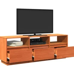 vidaXL Mueble de TV madera maciza de pino marrón cera 140x37x50 cm Marr&oacute;n cera Outlet