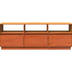 vidaXL Mueble de TV madera maciza de pino marrón cera 140x37x50 cm Marr&oacute;n cera Outlet