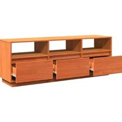 vidaXL Mueble de TV madera maciza de pino marrón cera 140x37x50 cm Marr&oacute;n cera Outlet