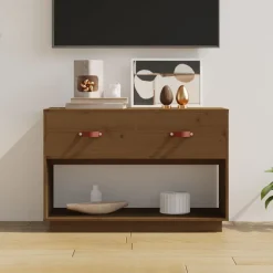 vidaXL Muebles Tv-Mueble de TV madera maciza de pino marrón miel 90x40x60 cm