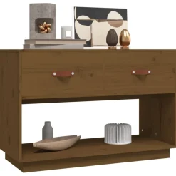 vidaXL Muebles Tv-Mueble de TV madera maciza de pino marrón miel 90x40x60 cm