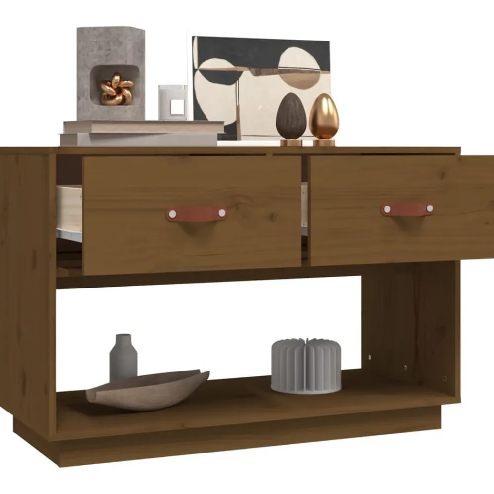 vidaXL Muebles Tv-Mueble de TV madera maciza de pino marrón miel 90x40x60 cm