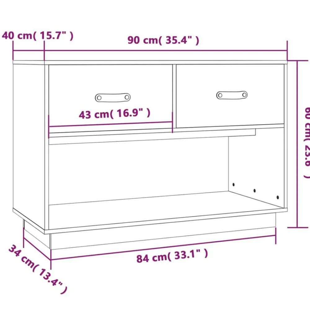 vidaXL Muebles Tv-Mueble de TV madera maciza de pino marrón miel 90x40x60 cm