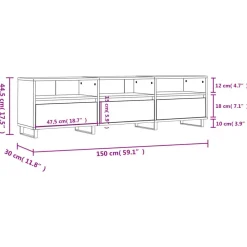 vidaXL Mueble de TV madera contrachapada 150x30x44,5 cm Roble ahumado Sale