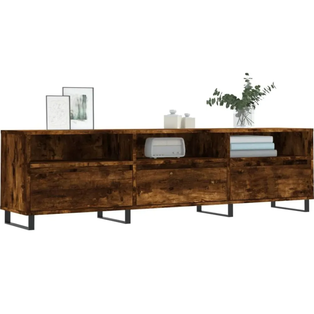 vidaXL Mueble de TV madera contrachapada 150x30x44,5 cm Roble ahumado Sale