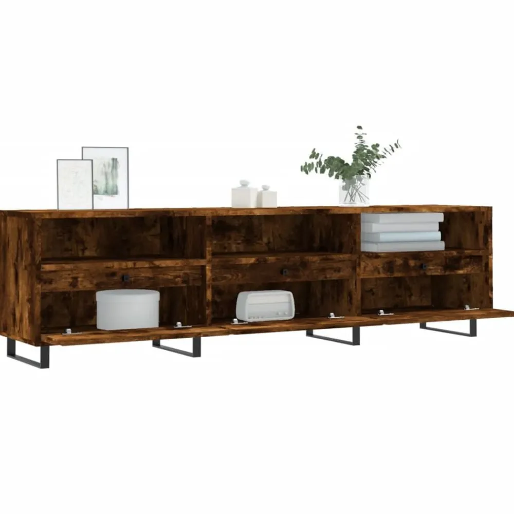 vidaXL Mueble de TV madera contrachapada 150x30x44,5 cm Roble ahumado Sale
