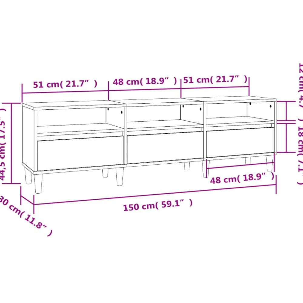vidaXL Muebles Tv-Mueble de TV madera contrachapada 150x30x44,5 cm