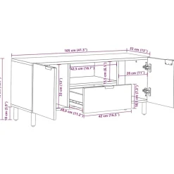 vidaXL Armarios Y Almacenamiento-Mueble de TV madera de ingeniería negro 105x33x46 cm