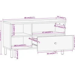 vidaXL Muebles Tv-Mueble de TV madera maciza de acacia 80x33x46 cm