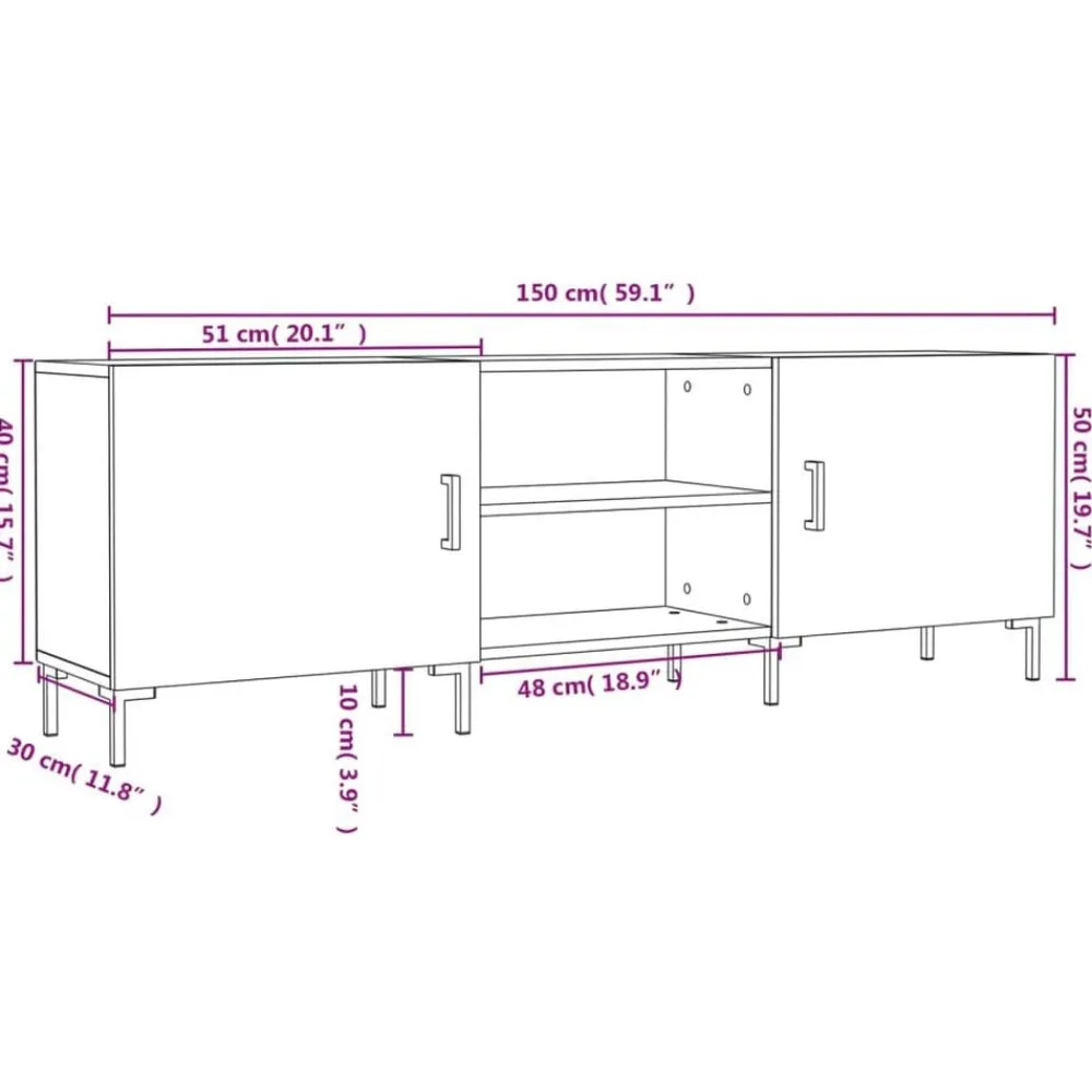 vidaXL Muebles Tv-Mueble de TV madera de ingeniería gris hormigón 150x30x50 cm