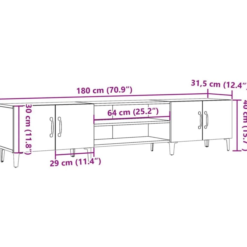 vidaXL Mueble de TV madera ingeniería madera envejecida 180x31,5x40 cm Madera antigua Discount